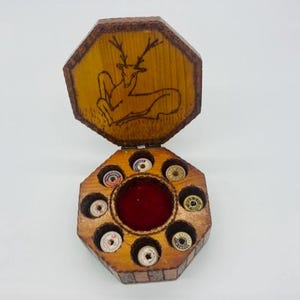 Vintage Handmade Wooden Octagon Sewing Box Retro Farmhouse CottageCore Shabby Chic Eclectic