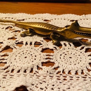 Vintage Brass Alligator Nutcracker Mid Century Hollywood Regency Eclectic