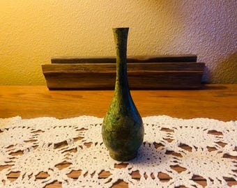 Vintage Japanese Bronze Bud Vase Asian Organic Zen