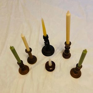 Set of 6 Vintage Wood Candlestick Holders Farmhouse Rustic Shabby Chic Boho