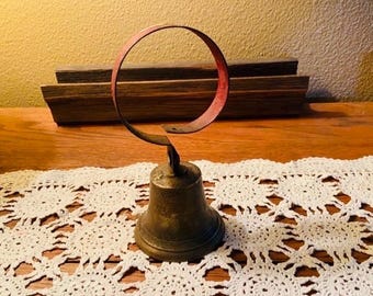Vintage Heavy Brass Shopkeepers Entry Bell Traditional Mercantile Farmhouse Country