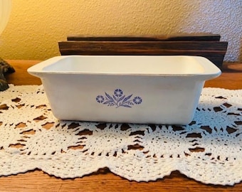 Vintage Corning Ware Blue Cornflower 2 Quart Loaf Pan Model P-315 Mid Century Modern Farmhouse CottageCore Retro
