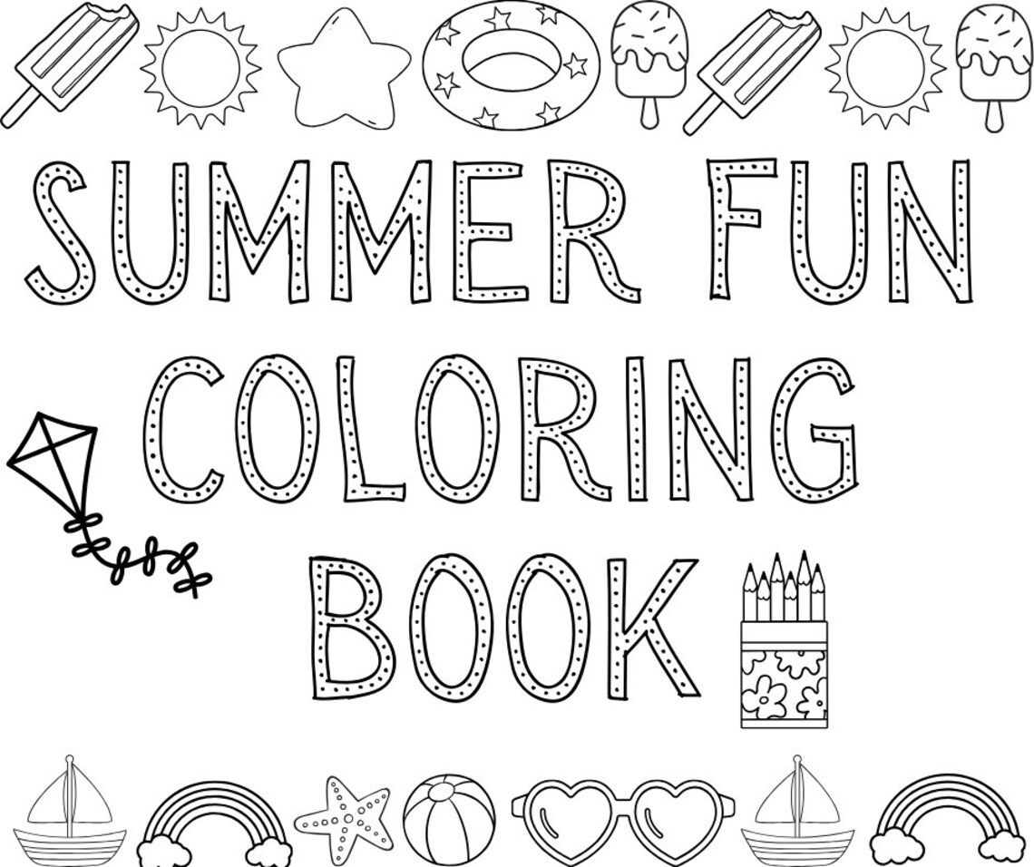 Summer Fun Coloring Book Sheets - Etsy