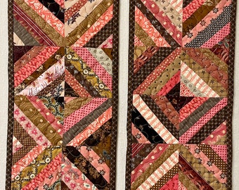 Quilted Table Runner, Reproduction fabrics, Pinks and Browns