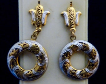 Earrings, Clip-On, Dangle Hoop, Vintage