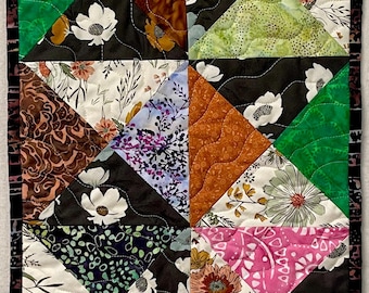 Quilted Table Runner, Various and Floral Fabrics, Hand Made