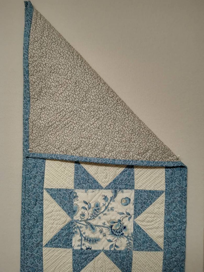Quilted Table Runner Blue and White Hand Made Etsy