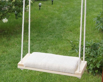 Wooden Tree Swing with Corduroy Pillow, Adult & Child