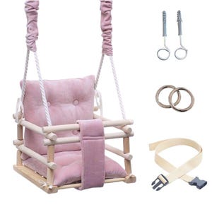 WOODEN Baby Swing 3in1 pink, Montessori  swing, Porch Swing, Babyschaukel, Kinderschaukel, indoor outdoor swing, Balançoire Toddler swing