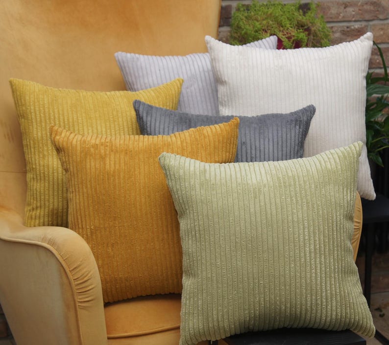 Corduroy Throw Pillow Cover, Soft Plush Cushion Case image 10