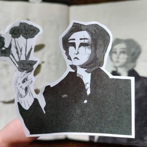 flower women sticker. dark astethic. handmade.