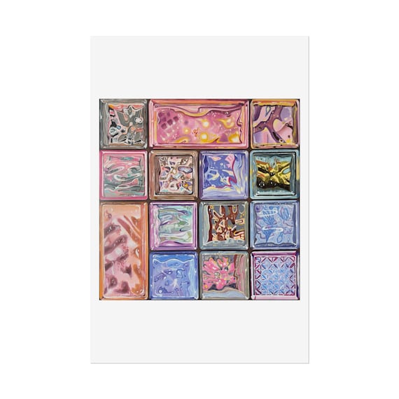 Pink Purple Glass Block Poster print | Rolled Poster