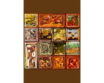 Orange Yellow Brown Glass Block Poster print | Rolled Poster 20 x 30 in