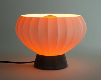 Mushroom Bedside Lamp: Japanese Style Cement Base, 3D Resin Shade