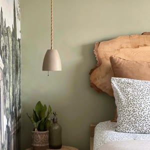 Hand-Painted Concrete Pendant Light: Modern Industrial Cylinder Lamp