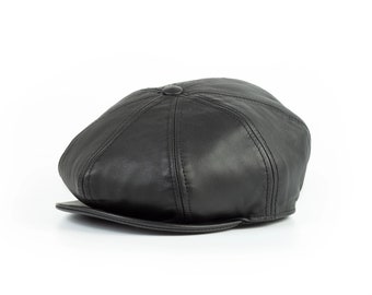 100% Leather Ivy Flat Newsboy Cap, Gatsby Golf Hat