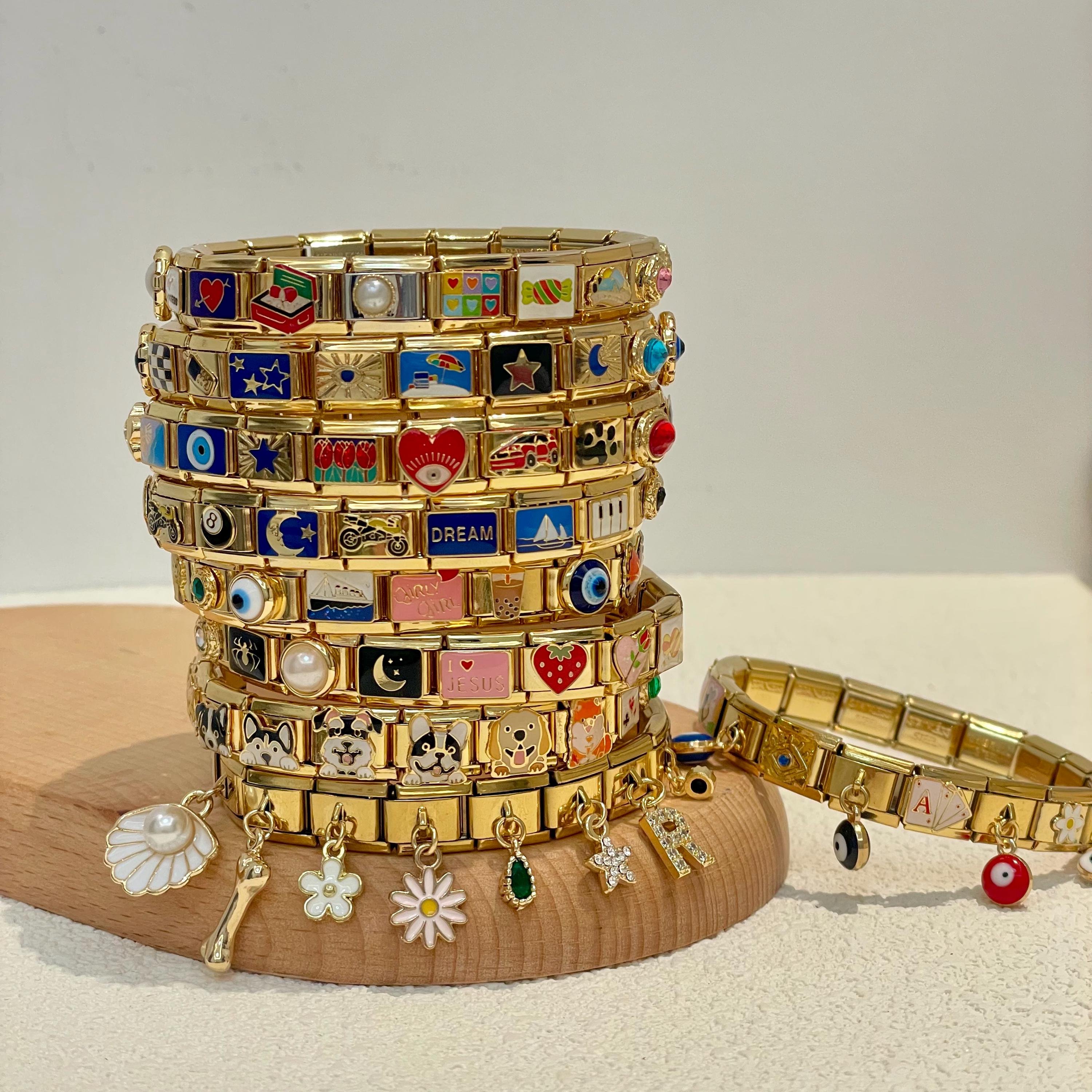 Gold Italian Bracelet, Custom Gold Italy Charms