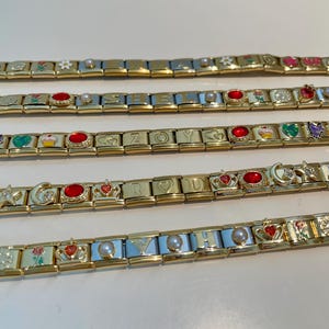 Pulsera italiana de oro personalizada con nombre, dijes italianos con letras, pulsera italiana con dijes, joyería Y2K, pulseras con dijes, pulseras para mujer