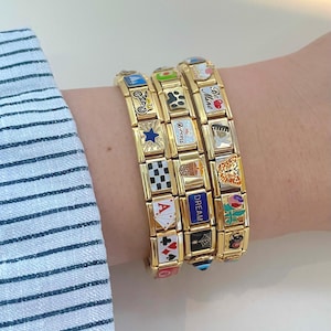 Gold Italian Bracelet, Custom Gold Italy Charms, Personalized Italian Bracelet, Italy Charms, Gold Italian Charm Bracelet, Gift for Her