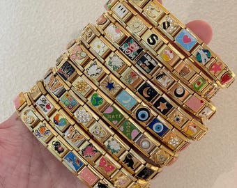 Italian Bracelet,Custom Gold Italy Charms,Personalized Italian Bracelet,Evil Eye Charms,Jewelry Gifts for Her,Birthday gift,Christmas gift