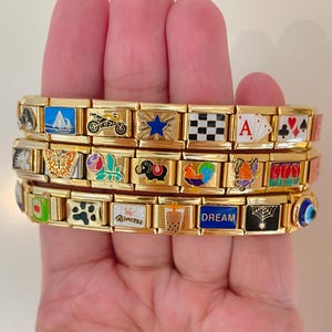 Custom Gold Italy Charms, Gold Italian Bracelet, Personalized Italian Bracelet, Italy Charms, Gold Italian Charm Bracelet, Gift for Her