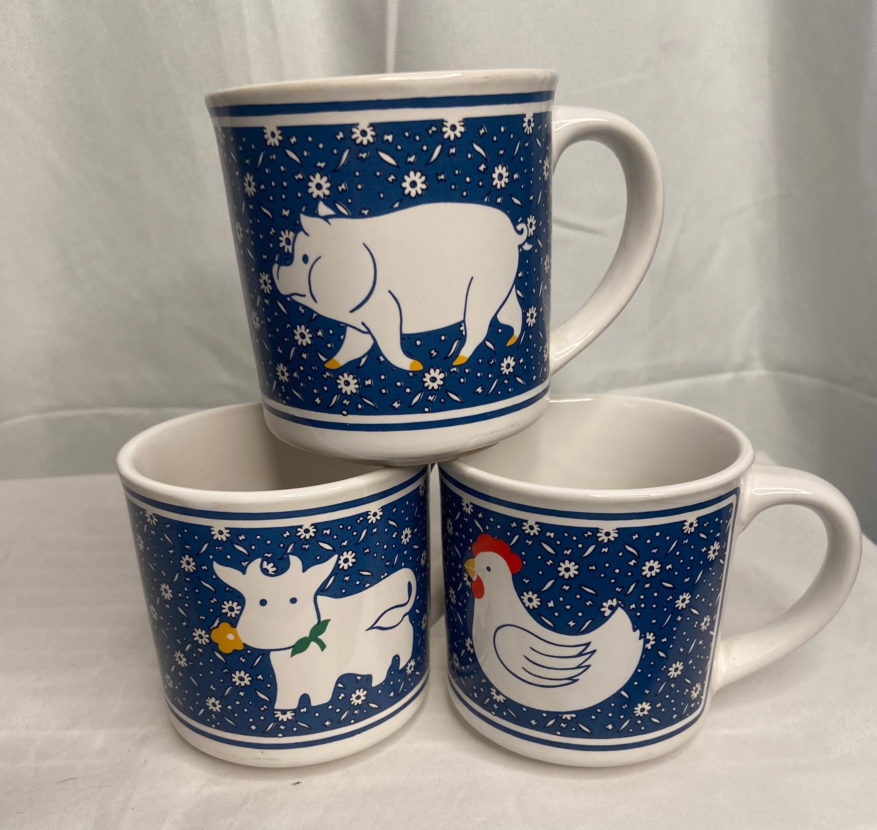 Vintage Calico Country Mugs Set of 3