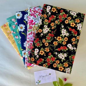 Floral Fabric Notebook Cover A5: Handmade Lined/Unlined Refillable Journal, Cotton Book Sleeve