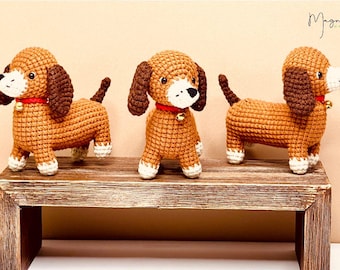 Crochet Puppy Keychain: Handmade Amigurumi Dog Bag Charm with Jingle Bell for Dog Lovers