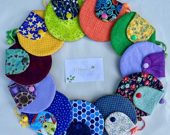 Fabric Round Wallet Keychain: Handmade Cotton Snap Coin Purse, Mini Circle Pouch with Keyring