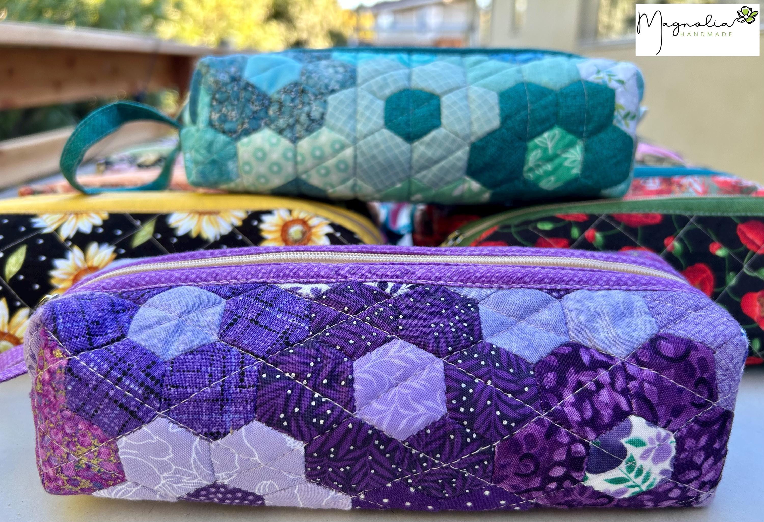 Hexagon Patchwork Pencil Case: Handmade Quilted Cotton Zipper Pouch or ...