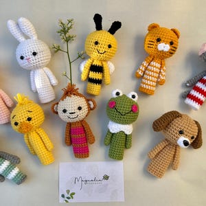 Crochet Animal Finger Puppets: Handmade Toys or Storytelling Props for Kids, Party Favors & Gifts