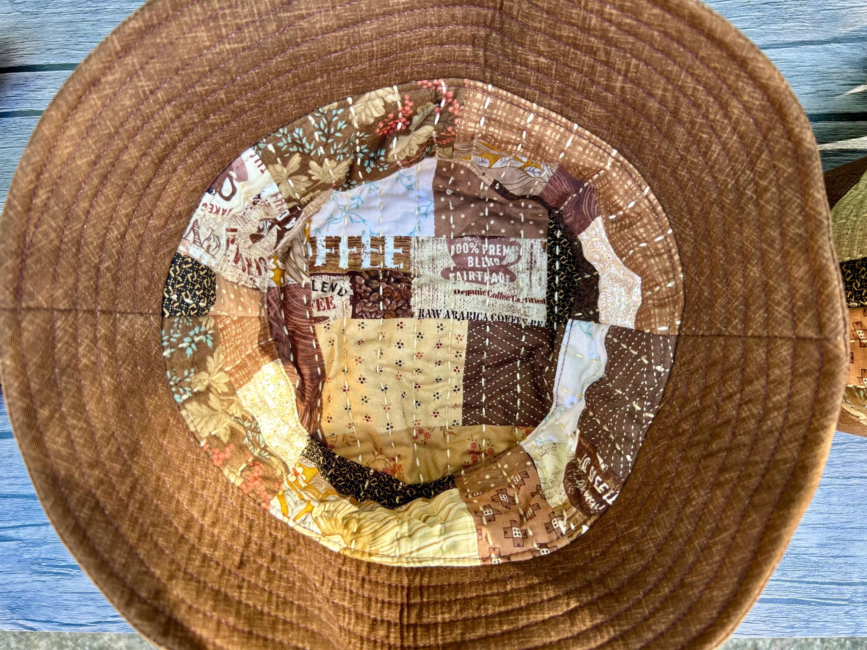 Handmade Patchwork Cotton Bucket Hat Multicolor Boho Boro Japanese Inspired OOAK Amazon.com: Patchwork Multicolored Mushroom Hemp Hat  main image 4