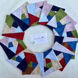 Patchwork Fabric Coaster Set 4 Pack, Crazy Block Quilted Cotton Mug Rugs