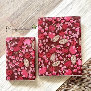 Floral Fabric Notebook Cover A5, Refillable Journal, Handmade Book Sleeve, Cotton Diary Cover, Cloth Planner Cover, Back to School Cute Gift