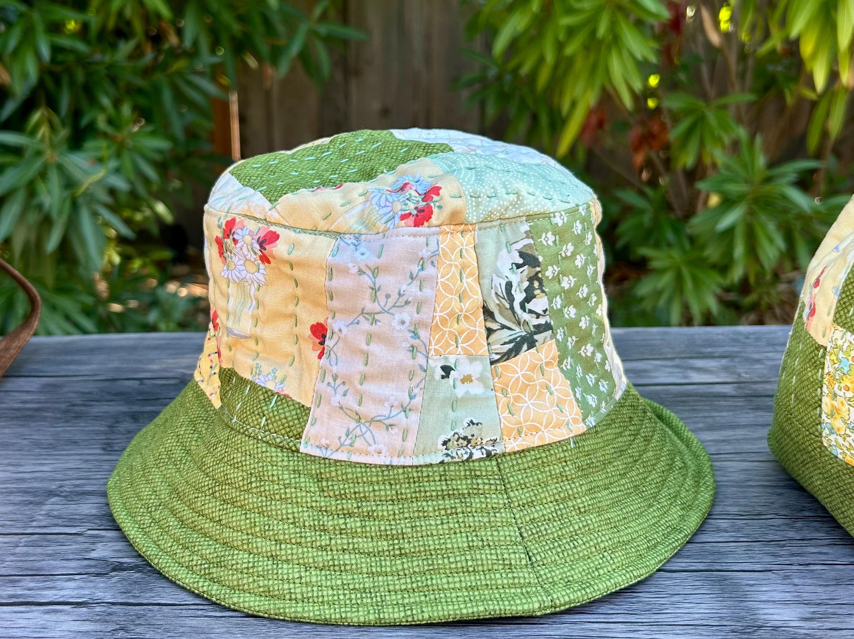 Handmade Patchwork Cotton Bucket Hat Multicolor Boho Boro Japanese Inspired OOAK Boro Patchwork Bucket Hat, Hand Stitched Reversible Japanese  main image 2