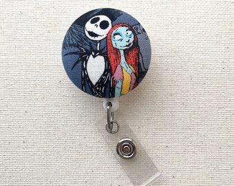 Jack and Sally Inspired Badge Reel, Nightmare Before Christmas ID Badge, Nurse Badge Reel, ID Tag, Disney Lover