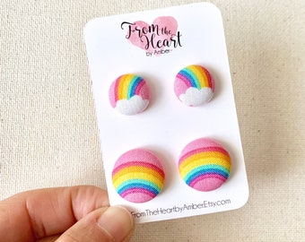 Rainbow Earrings, Mommy and Me Earrings, Post Earrings, Stud Earrings, Button Jewelry, LGBTQ