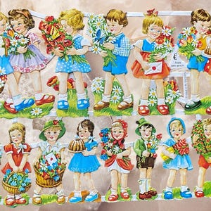 Bambini vintage fustellati rottami tedeschi / ATC / diari spazzatura / album di ritagli / creazione di cartoline / collage / supporti misti n. 3