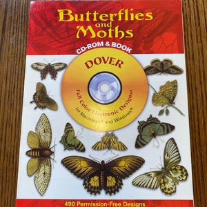 490 Borboletas e mariposas vintage em CD-ROM e livro / Vintage não utilizado / Junk Journal / Mídia mista / Sucata vitoriana / Sem permissão