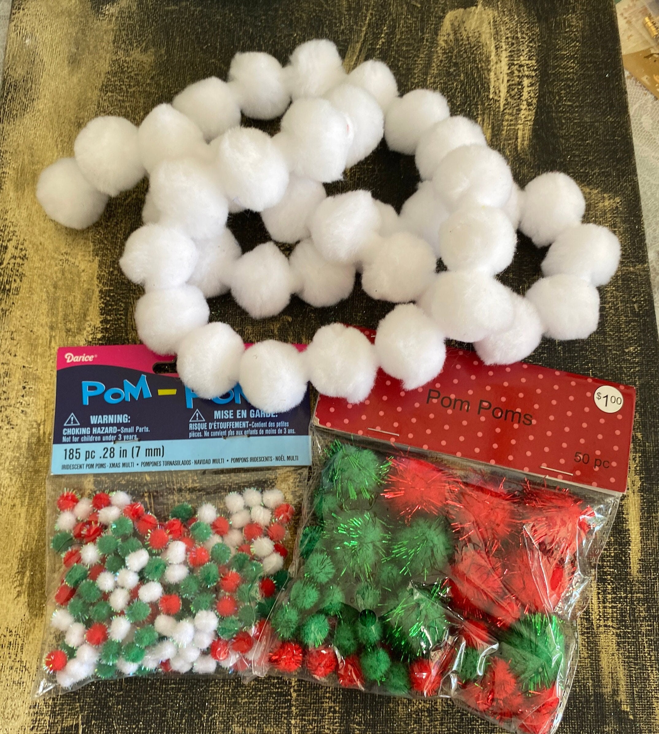 Fifty 15mm Red Silver and Green Christmas Tinsel Mochi Balls 