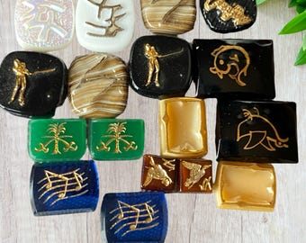 Large Lot Vintage Glass Flatback Cabochons Cabs