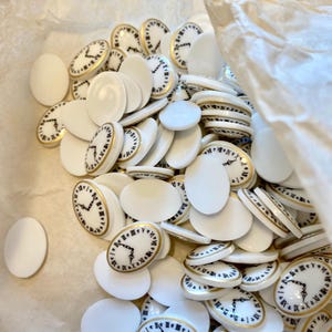 12 Vintage Steampunk Clock Face Cabochons: 18x13mm Oval Plastic Flat Backs