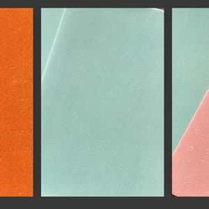 Vintage MCM "FLOCKED" Selbstklebender Samt-Sticker Scrapboop Papier / Orange / Blau / Blau, Pink / Du hast die Wahl / Junk Journals