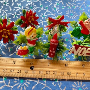 8 Vintage Christmas Picks - Christmas Floral Stems - Christmas Miniatures - Christmas Crafts - Christmas  Picks - Kitschy Christmas
