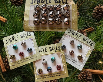 4 Pkgs Vintage Jingle Bells / Large Silver Jingle Bells / Medium Assorted Color Jingle Bells / Vintage Christmas