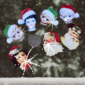 7 cabezas de Charlotte congeladas cortadas con láser y Papá Noel victoriano / Troqueles navideños / Muñeca artística / Diario navideño / Técnica mixta
