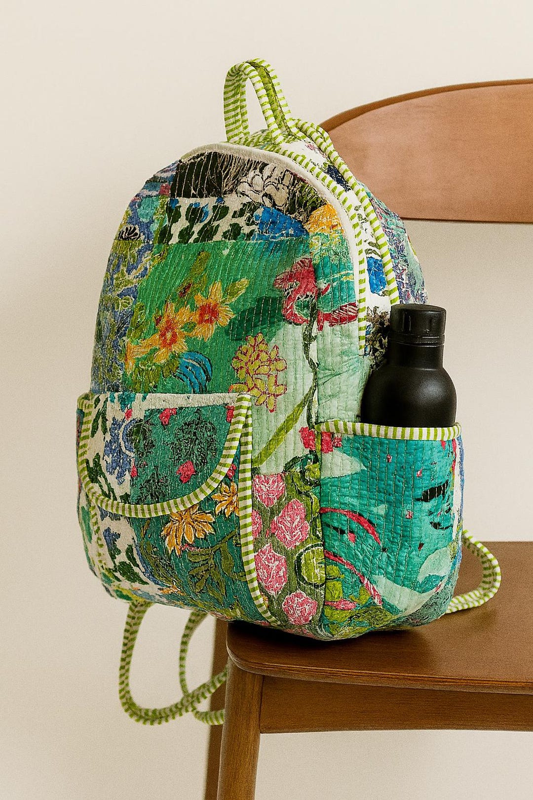 Abc Handmade Rucksack Hand Block Print Quilted Cotton Backpack, Artisan Floral Patchwork ...