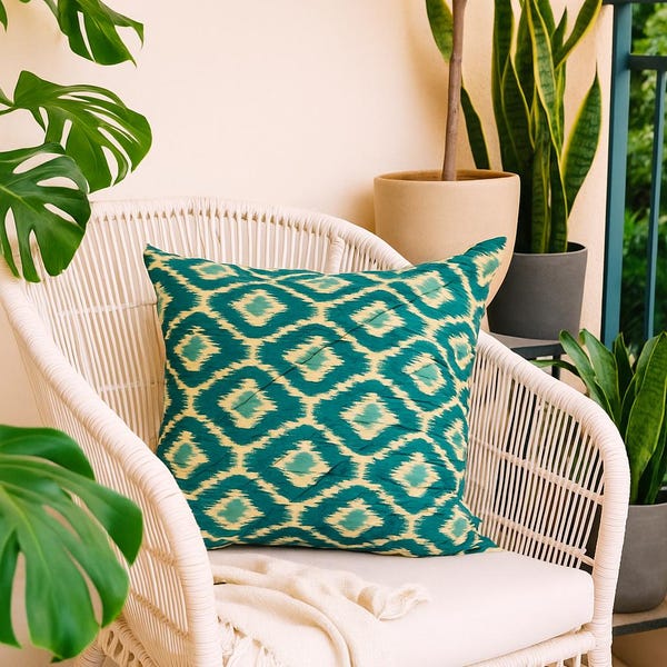 Handmade Quilted Cotton Cushion Cover | Hand Block Print, Muted Red