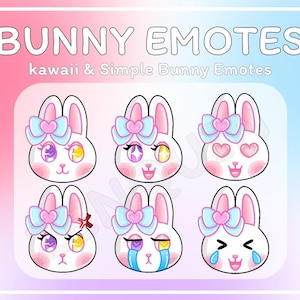 Kawaii and Simple Bunny Emotes Set! | Twitch | Discord | Streaming | Cute Kawaii Chibi Bunny Emoji Emote Pack