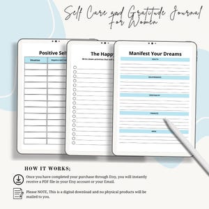 Gratitude Journal Printable BUNDLE! Mindfulness Log, Gratitude Template, Self Care Planner, Daily Journal for Women, Gratitude Jar, Wellness